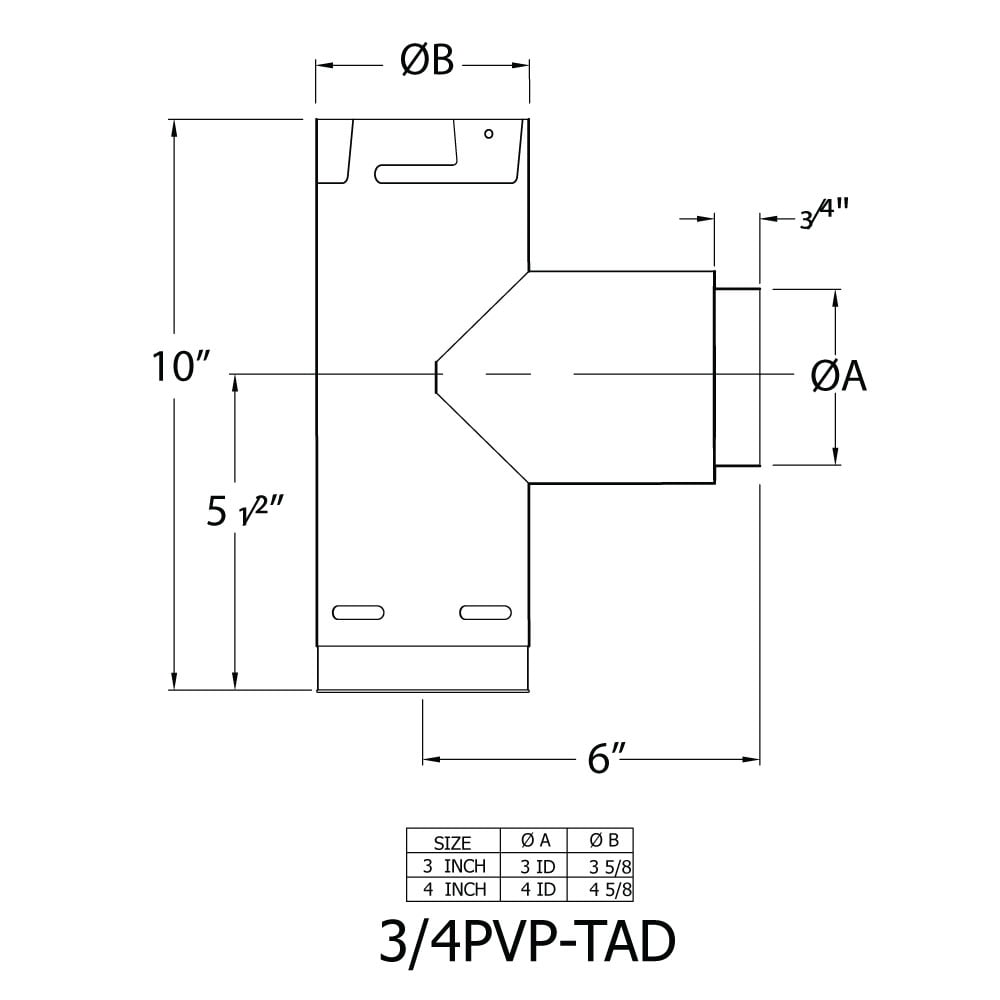 4'' PelletVent Pro Adapter Tee with Clean-Out Tee Cap - 4PVP-TAD