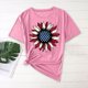 thumbnail image 2 of Camisas de Manga Corta para las Mujeres Moda Casual Impresión Cuello Redondo Suéter Tee Blusas, 2 of 4