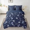 thumbnail image 2 of Manfei Anchor Wheel 7pcs Bedding Comforter Set,Nautical Theme Queen Bedding Sets Super Cozy,Geometric Lines Queen Sheet Sets,Ultra Soft Sea Bedroom Decorative,Reversible, 2 of 7