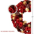 thumbnail image 7 of Northlight Wooden Roses, Apples and Pearls Artificial Christmas Wreath - 13" - Unlit - Red, 7 of 7