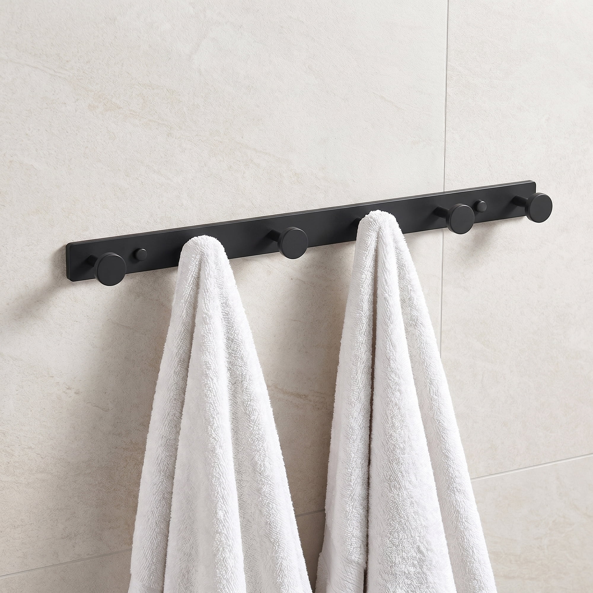 Unique Bargains Coat Rack Wall Mount Aluminum Hook Hat Rack for Entryway Black 16.1" x 1.2"