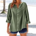 thumbnail image 5 of Jalioing Women's Summer Shirt 3/4 Length Sleeve Button Down Casual Blouses Loose Basic Tops Trendy Outfits, 5 of 6