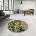 thumbnail image 4 of Ahgly Company Machine Washable Indoor Square Abstract Army Green Area Rugs, 5' Square, 4 of 7