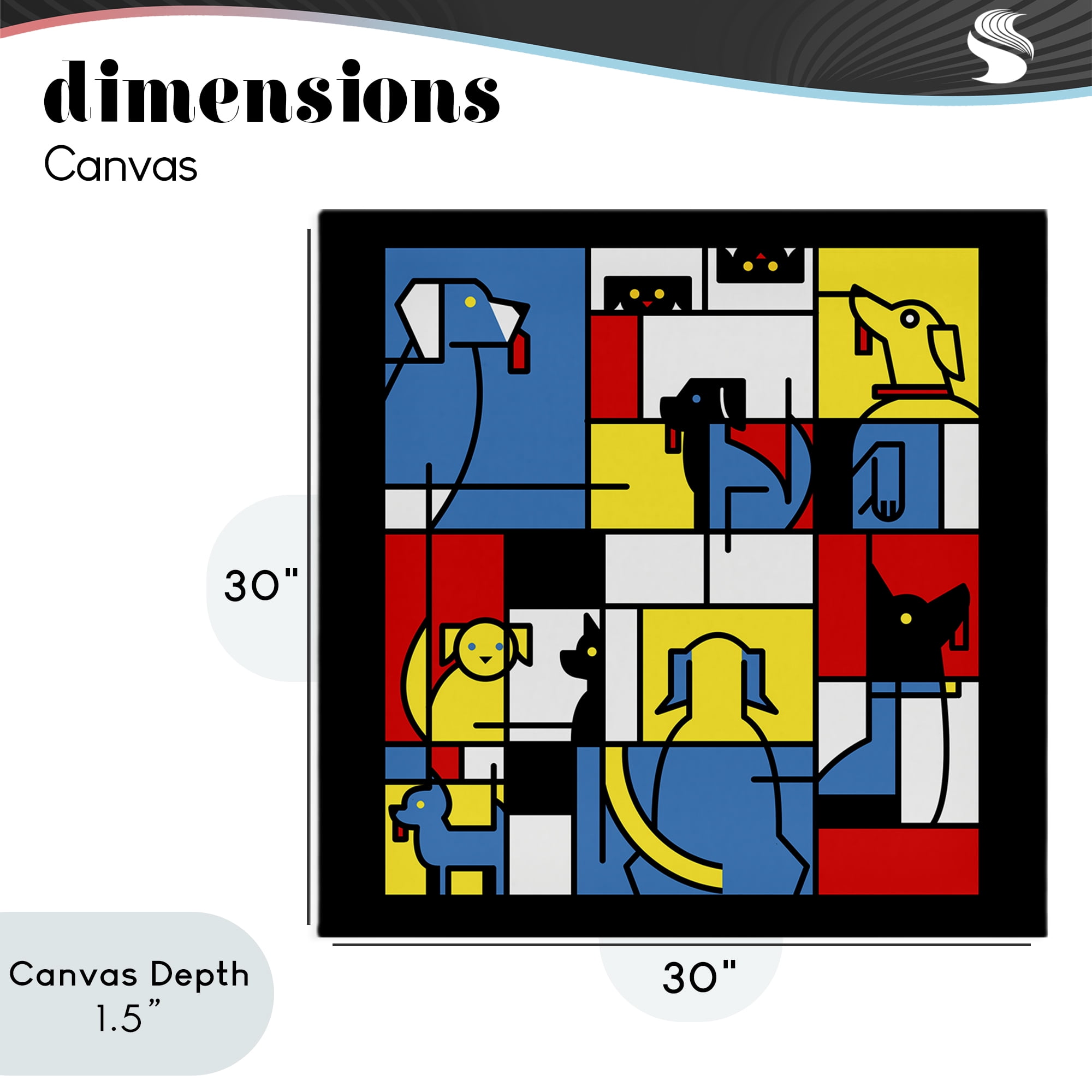 Stupell Industries Color Block Dogs Abstract Canvas Wall Art, design by Tobe Fonseca