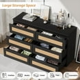 thumbnail image 3 of Rattan Dresser for Bedroom, 6 Drawer Double Dresser for Bedroom, Modern Small Chest of Drawers with Anti-Tip Kit, Wood Natural Dresser for Bedroom, Hallway, Living Room, Black, 3 of 9