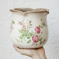thumbnail image 3 of Ceramic Pots for Plants, Vintage Plant Pot with Drainage Hole, 6.11in. Planter for Indoor Plants, Crackle Glaze Finish Flower Pot, Perfect Tuscan Ceramic Planter for Gardening, Rose Floral, 3 of 15