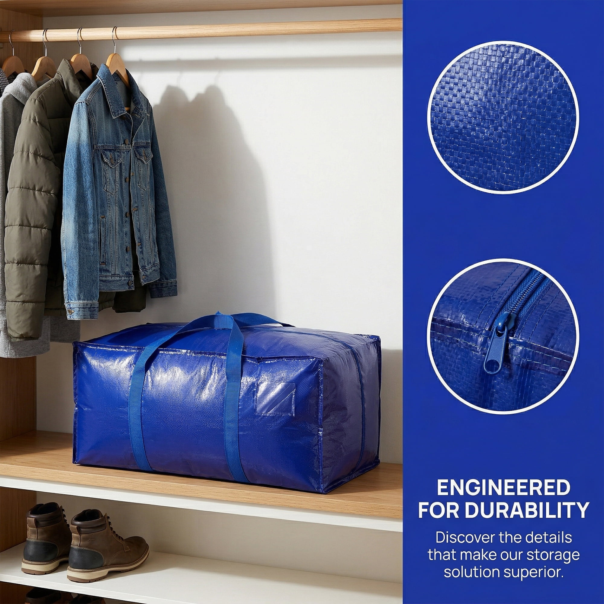 Unique Bargains Storage Bag for Organizing Bedroom with Handle Blue 28.74"x14.17"x12.99"