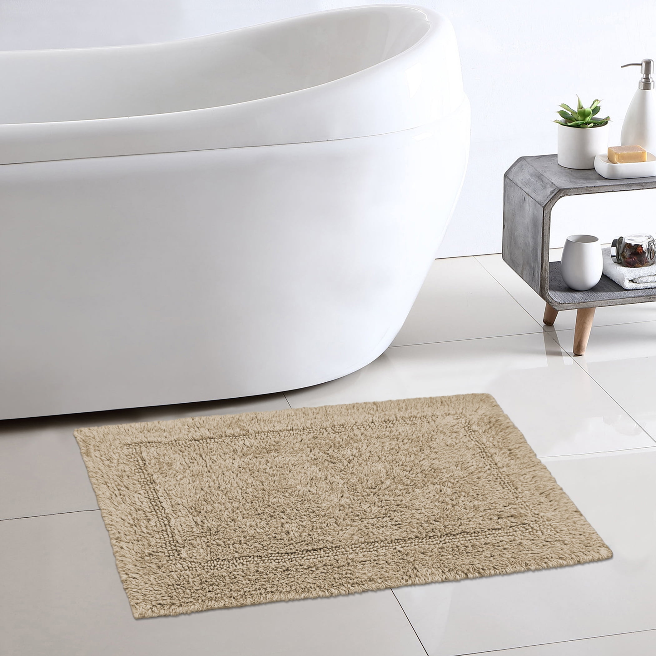 Better Homes & Gardens Cotton Reversible Bath Rug, Almond Biscuit, 17" x 24"