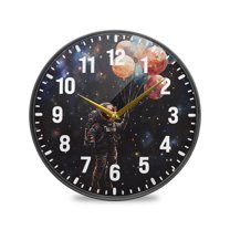 Yayeee Wall Clock Battery Operated 11.9" Silent Non-Ticking for Living Room, Black Watercolor Space