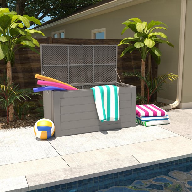 Cosco Outdoor Patio Deck Storage Box, Extra Large, 180 Gallons, Gray