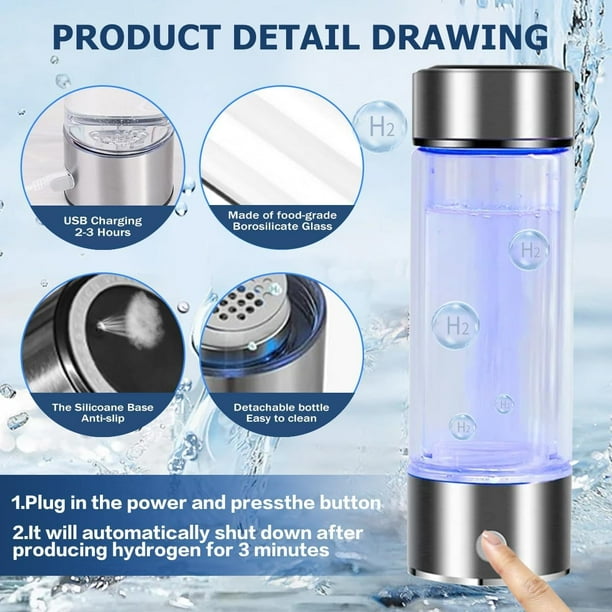 Hydrogen Water Bottle Portable Healthy Hydration BPA Free Hydroh