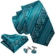 thumbnail image 2 of Set de Corbata Barry.Wang de Seda Verde Azulado con Pañuelo y Gemelos para Hombre, 2 of 8