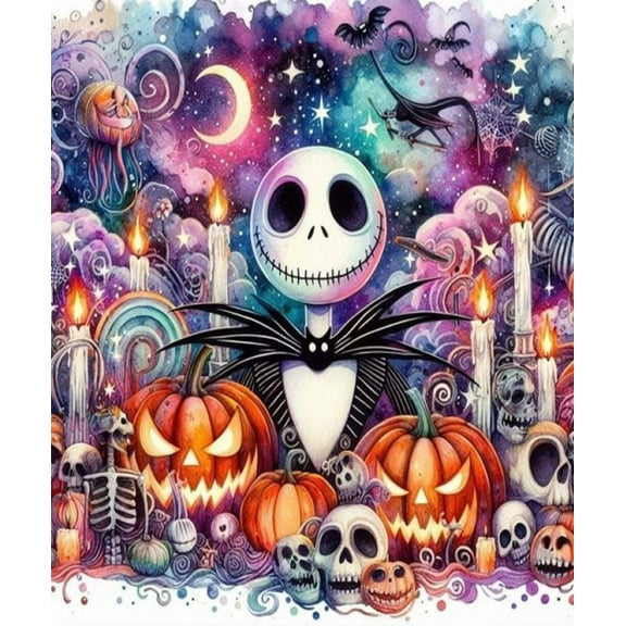 Jack DIY 5D Diamond Painting Art Kits for Adults Jack-o'-Lantern Diamond Painting Round Drill Art Craft Kits for Home Wall Decor Gifts 12x16 inch