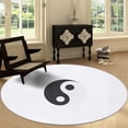 thumbnail image 3 of Round Rugs 7' x 7' Washable Round Area Rug, Simple Line Logo Non-Slip Circle Rugs Low-Pile Floor Carpet, Soft Light Color Printed Rug for Living Room Bedroom, 3 of 7
