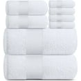 thumbnail image 5 of Resort Collection Soft Bath Towel Set | Luxury Hotel Plush & Absorbent Cotton | 2 Bath Towels, 2 Hand Towels and 4 Washcloths [8 Piece, White], 5 of 5