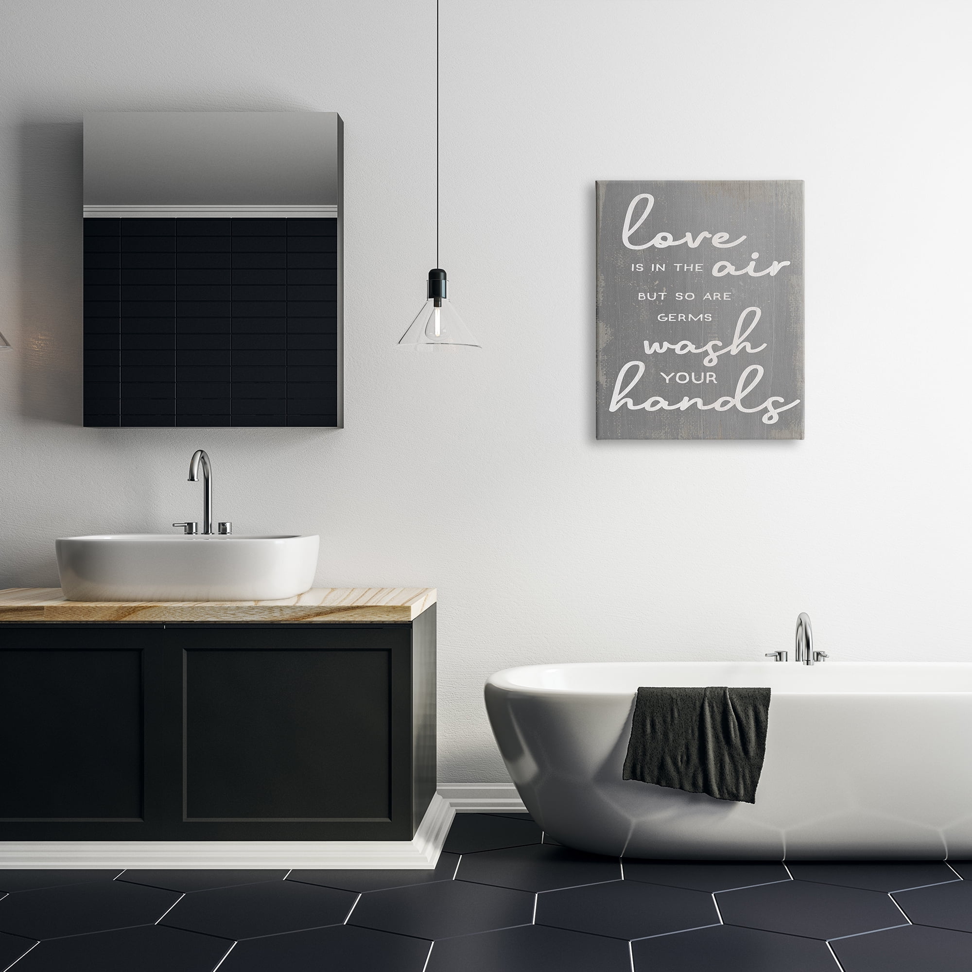 Stupell Industries Love and Germs in Air Wash Your Hands Phrase, 24 x 30, Design by Daphne Polselli