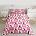 thumbnail image 2 of Homewish Sweet Cherry Full Size Comforter Sets,Modern Geometric Plaid Bedding Comforter Set,Pink White Bedding Sets For Girls Kids,Breathable Home Decor Reversible,3 Pieces, 2 of 8