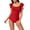 Red, variant on Csndyce Women's Ruffled One Piece Swimsuits off Shoulder Tummy Control Halter Bathing Suit Female
