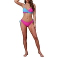 thumbnail image 2 of INSPIRE CHIC Women's Front Cross Contrast Color Bikini Sets 2 Piece Strappy Top Tie Size Triangle Bottoms Swimwear Bathing Suits X-Large Rose Red Blue, 2 of 5