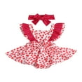 thumbnail image 2 of CNKOO Bébé Filles Volants Mode Mouche Manche Coeur Bandage Romper et Bandeau, 2 of 6
