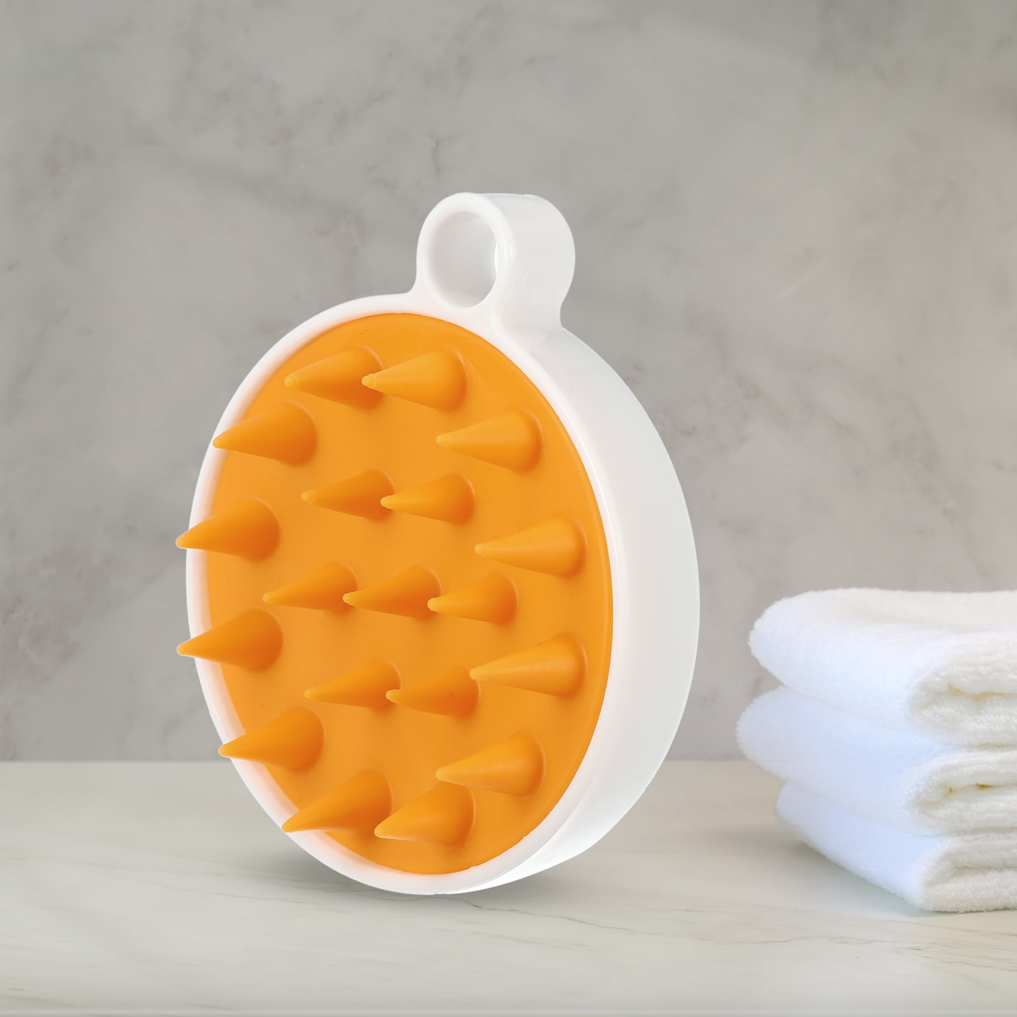 Unique Bargains Scalp Massager Hair Care Scalp Massager Shampoo Brush 3.74"x3.15"x1.77" Massager Tools Orange