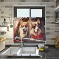 thumbnail image 6 of FREEAMG 36 Inch Length Kitchen Curtains Cute Dog 2 Panels Half Window Sheer Curtains Rod Pocket Farmhouse Short Drapes for Bathroom Cafe Basement, 6 of 7