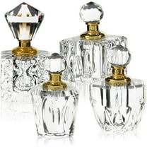 4 Pack Crystal Perfume Bottle Set in 4 Unique Designs, Empty Refillable Bottles for Fragrances, Bathroom Decor
