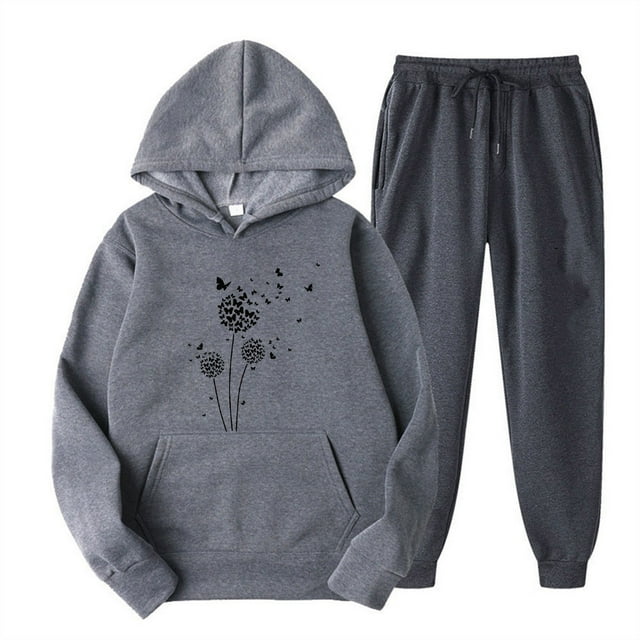 Birdeem Hauts pour Femmes Manches Longues Mode Imprimée Sports Pantalons Longs Décontractés Ensemble de Hauts à Capuche Manches Longues