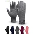 thumbnail image 2 of BadPiggies 2 Pairs Elegant Bow Gloves For Women, Winter Warm Touchscreen Texting Fleece Lined Driving Motorcycle Dress Gloves (Gray), 2 of 7