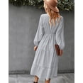 thumbnail image 3 of Striped Print Mini Button Front Long Sleeve Tiered Dress for Women, 3 of 3