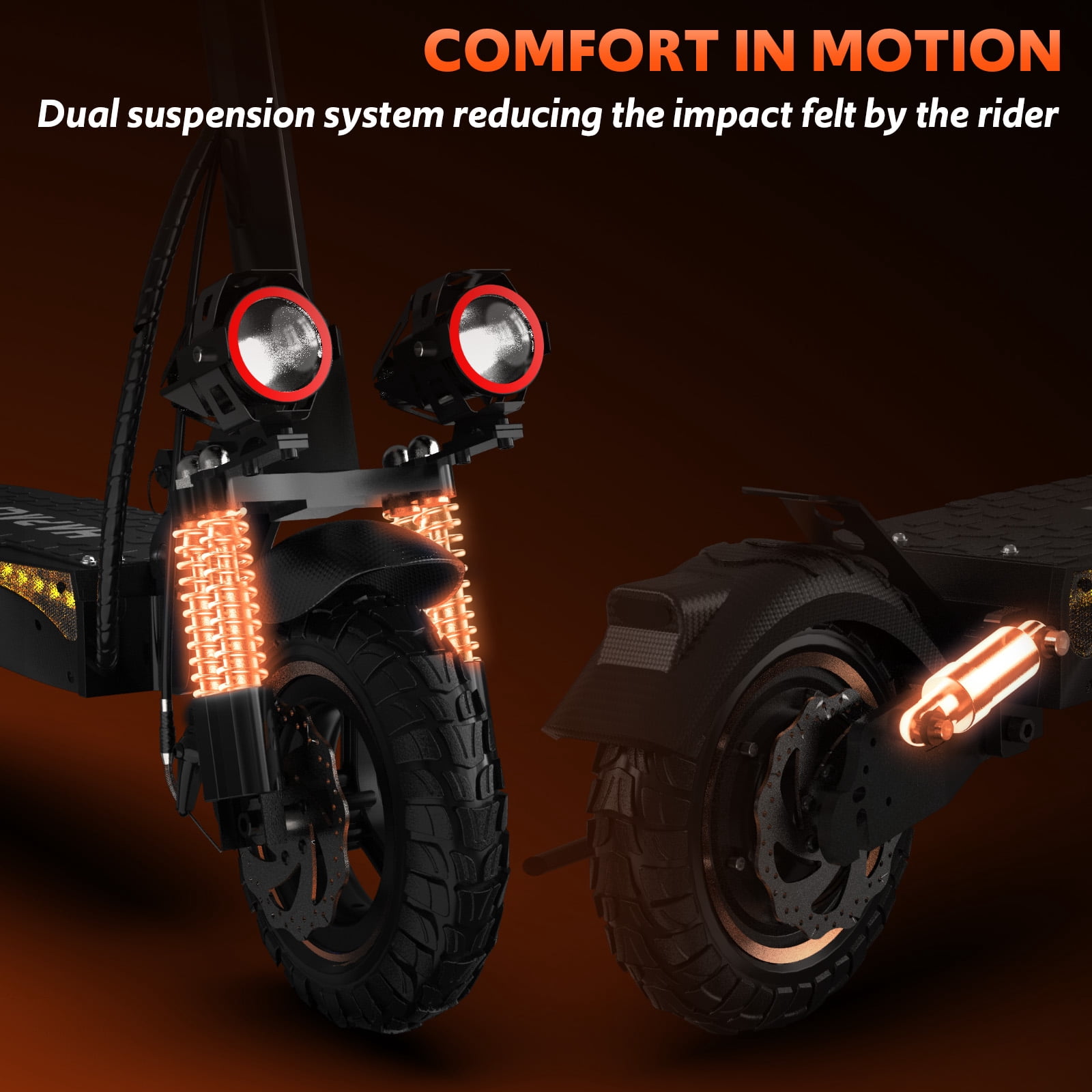 1200W Off Road Electric Scooter for Adult, 48V 15AH Folding E-Scooters Up to 31Mph & 31Miles Range,11" All Terrain Tire E-Scooter with Double Suspension & Side Light