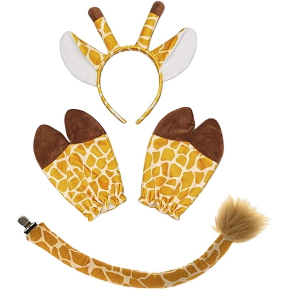 Vjnyvs Giraffe Headband Gloves Tail Set Animal Theme Party Accessory