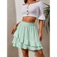thumbnail image 2 of Minifalda con dobladillo con volantes para mujer, dobladillo Irregular de moda de verano, minifalda de cintura alta de Color puro para mujer, verde L, 2 of 7