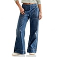 thumbnail image 2 of ClodeEU Women's High Waisted Wide Leg Denim Jeans,Casual Baggy Pants with Pocket Blue,Women's Plus L, 2 of 8