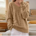 thumbnail image 2 of UAMVSH Womens Oversized Sweater Casual Cable Knit V Neck Knit Pullover Comfy Soft Long Sleeve Jumper Tops Trendy Clothes, 2 of 6