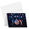 2024 Happy New Year America! – Xmas Fold Over Greeting Cards & Envelopes (Blank Inside) – Patriotic Holiday Cards for Christmas and New Year’s Gift & Presents | 4.25 x 5.5” | 25 Per Pack