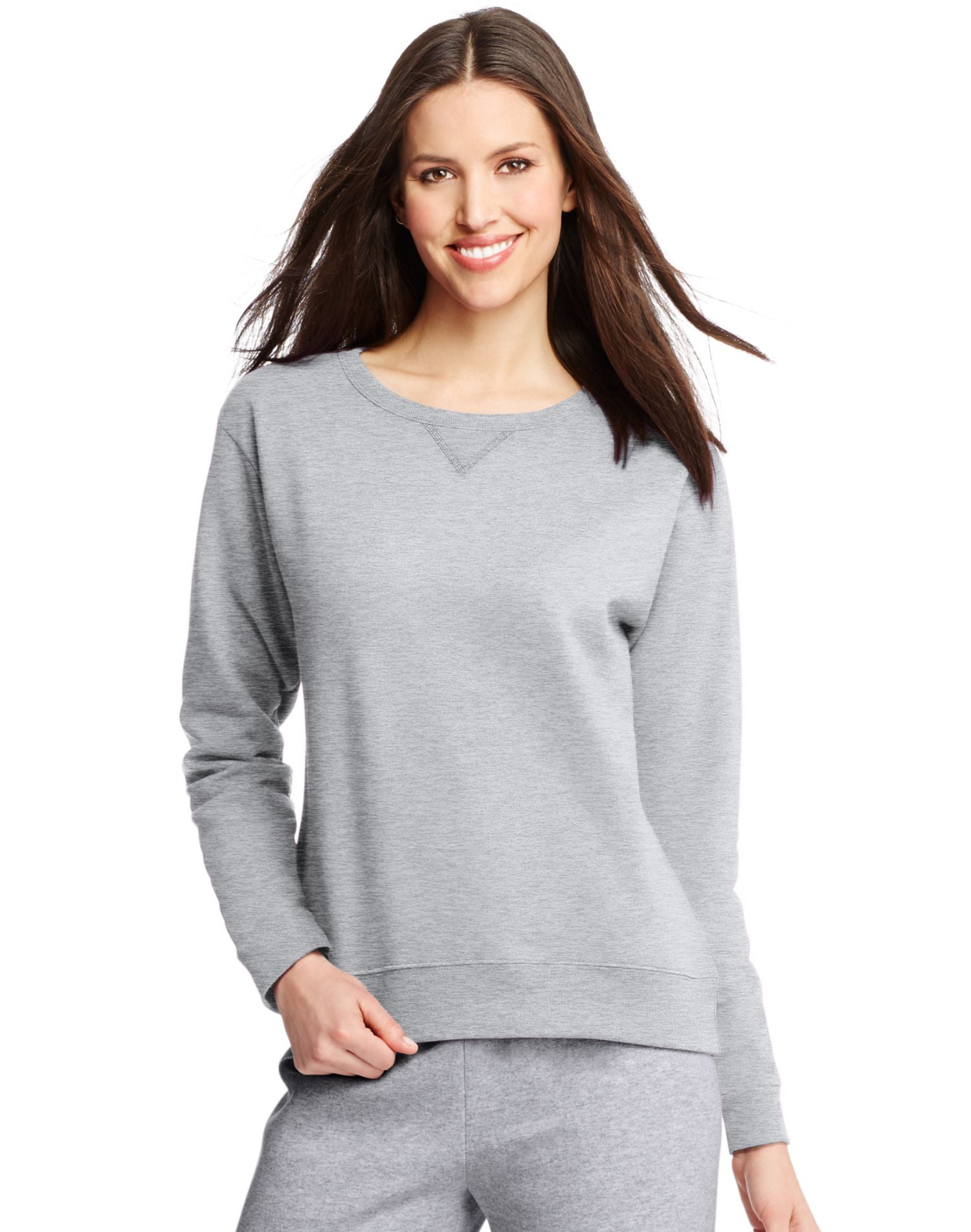Hanes Womens ComfortSoft EcoSmart Crewneck Sweatshirt, 2XL, Light Steel