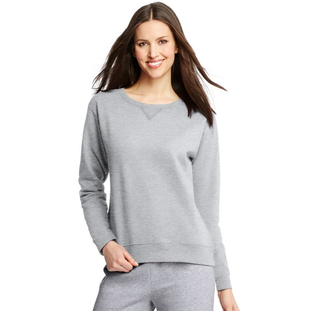 Hanes Chandail en Molleton Col Rond ComfortSoft EcoSmart pour Femmes, P, Acier Clair