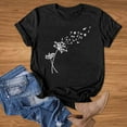 thumbnail image 4 of TSADFHJI Hauts Col en V pour Femmes Mode Décontractée Impression Mots Chemises Col Rond Manches Courtes Tee Tops Tunique Blouse TTG Noir, 4 of 5