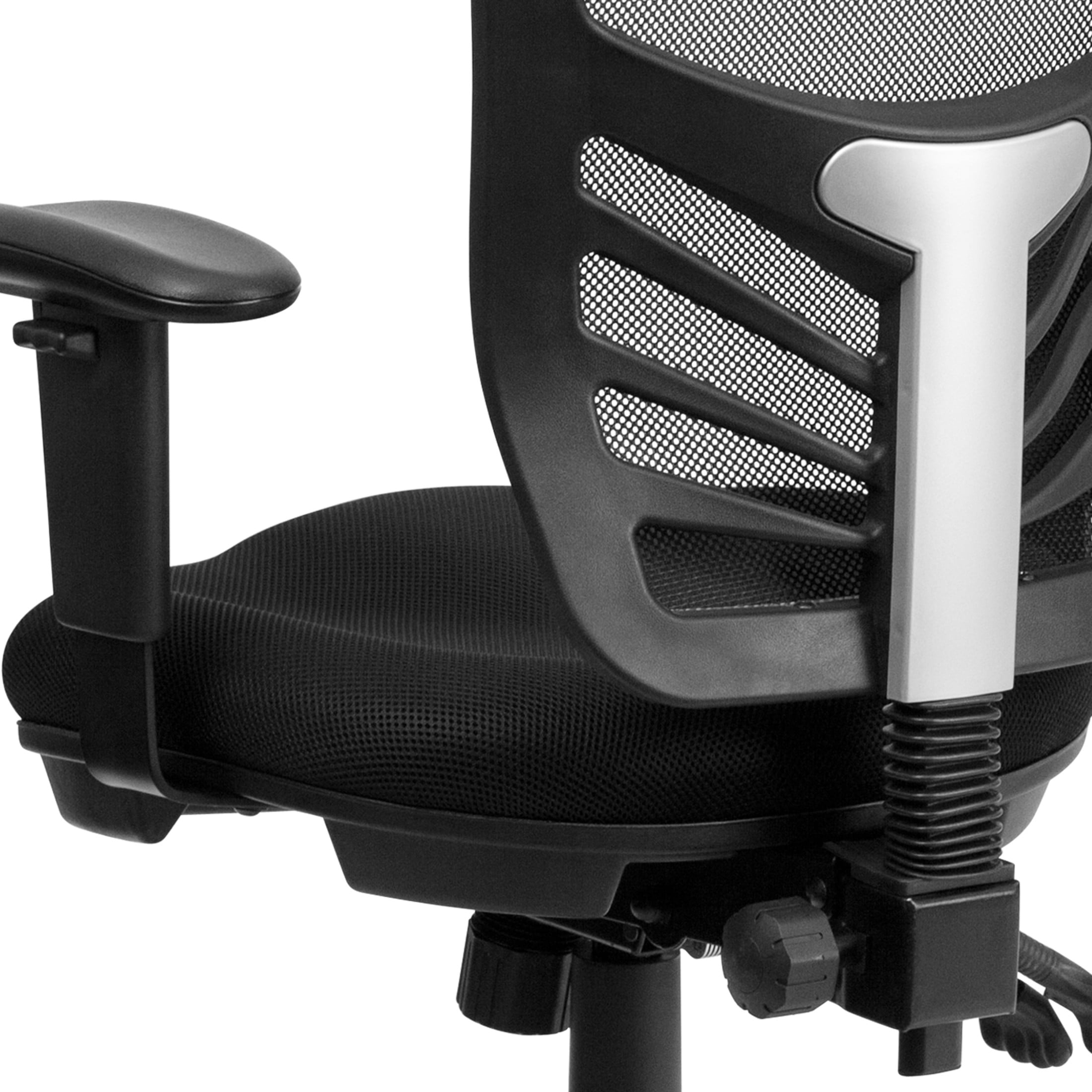 Emma + Oliver Mid-Back Black Mesh Multifunction Ergonomic Office Chair with Adjustable Arms