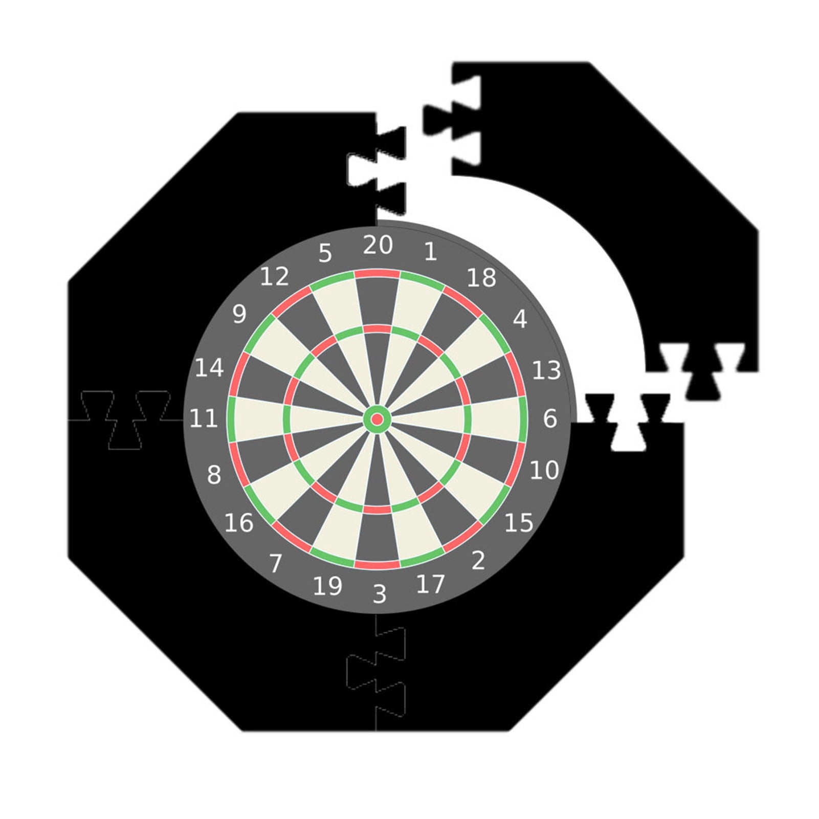 BIMZUC Splicing Octagonal Dart Board Wall Protector Heavy Duty EVA Dartboard Surround Backboard Multi Piece Protection for Bristle Dart Boards Black/Gray 28 x 28 Inches / 71 x 71 cm