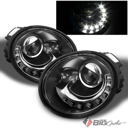 1998 2005 Vw Beetle Black Drl Daytime Running Led Projector 1998 2005 Vw Beetle Black Drl Daytime Running Led Projector Headlights Lh Rh Pair L R 1999 2000 2001 2002 2003 2004