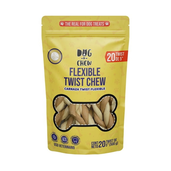 Premio de Carnaza para Perro DOG-O-CHEW Trenza Flexible 5' 100% Natural Carnaza Hueso