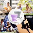 thumbnail image 2 of Tasses Pliables, Tasse de Voyage en Silicone Pliable, Tasse de Camping Pliable Extensible avec Couvercles, Petite Tasse Portable Réutilisable pour Voyage, Camping, Randonnée, Plage, Sports de Plein Air 180ML+180ML, 2 of 7