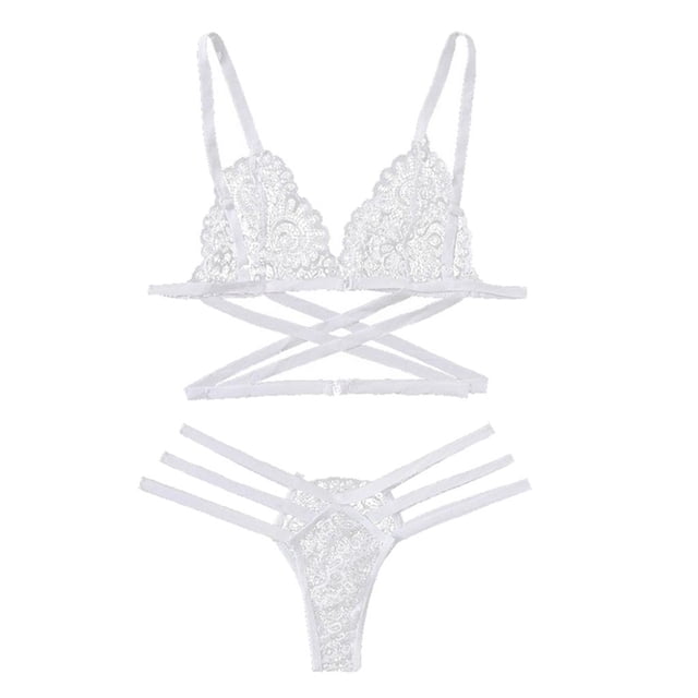 Summer Thin Lace Perspective Bikini Set Ropa de playa - Rojo XL, XL blanco Yuyangstore traje de baño de bikini de mujer