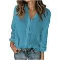 thumbnail image 1 of Admvng Chemises en Lin pour Femmes Col en V Froncé Été Décontracté Manches 3/4 P-2TG, 1 of 6