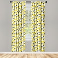 thumbnail image 5 of Ambesonne Pineapple Window Curtains, Abstract Summer Motif, Each 28" W x 63" L, Black Grey and Yellow, 5 of 5