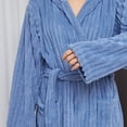 thumbnail image 6 of Bxsruta Womens Plush Hooded Robe Soft Fleece Bathrobe Long Loungewear with Pockets and Belt, 6 of 8