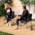 thumbnail image 5 of Asofer 3 Pieces Patio Chairs with Cushions,All-Weather Outdoor Rattan Furniture Sets with Glass Table for Garden,Porch, Bistro,Yard,Black, 5 of 9