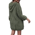 thumbnail image 2 of Women's Quarter Zipper Long Sherpa Hoodie Pullover Fuzzy Fleece Sweatshirt Dresses Warm Tunic Tops, 2 of 4